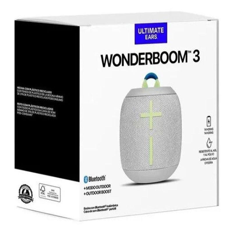 LOGITECH - PARLANTE PORTATIL ULTIMATE EARS WONDERBOOM 3 BLUETOOTH GRIS