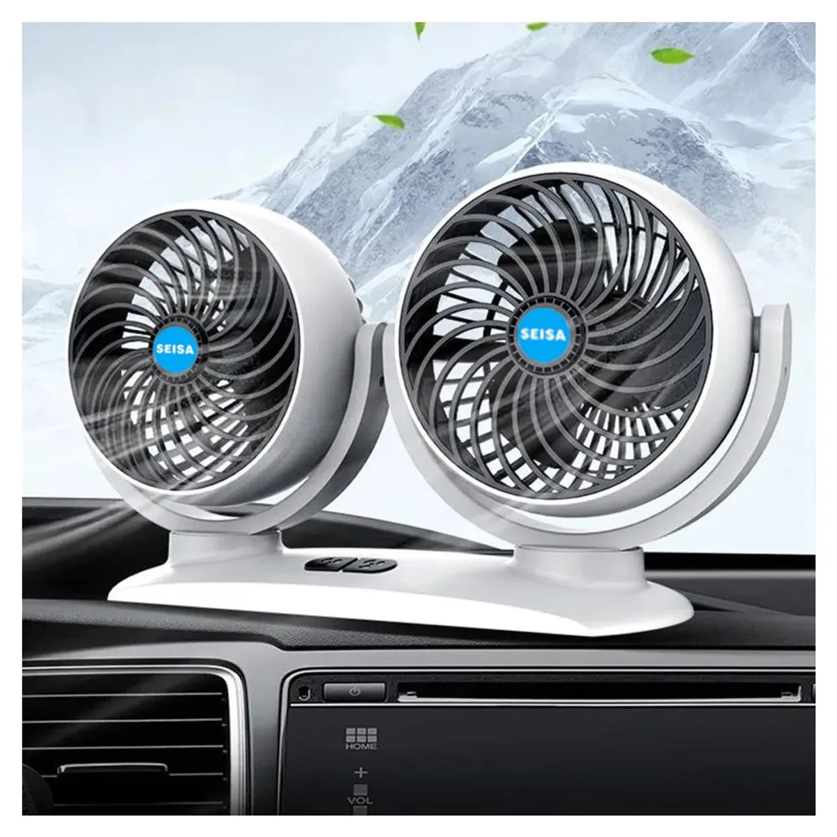 GENERICO - Ventilador para Auto Camion 12V - 24V Doble Ventilador