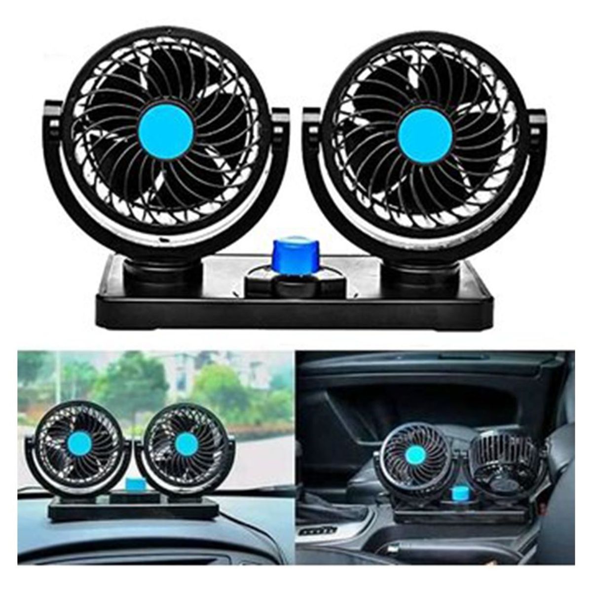 Ventilador Doble Cabezal Coche 360 Para Auto Portatil 12v, marca GENERICO - Foto 2