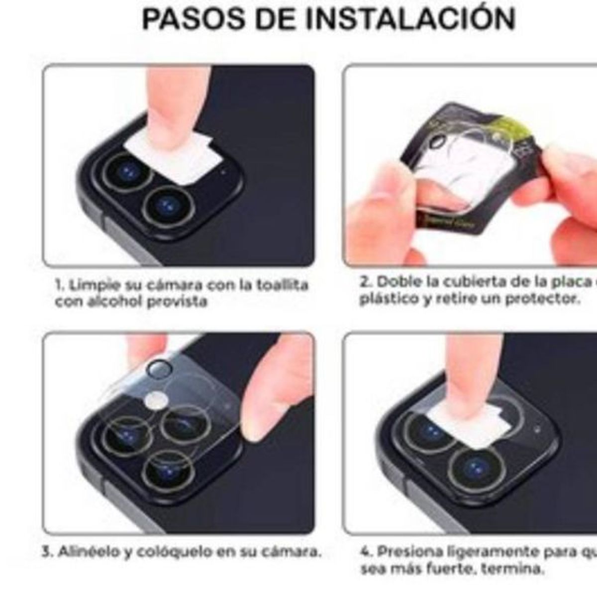 GENERICO - Pack X2 Micas Protector para Lente de Cámara iPhone 11 Pro Max - Negro