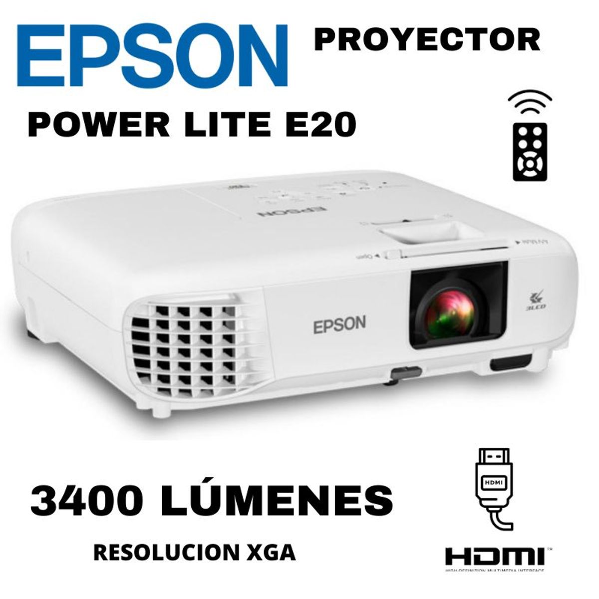 EPSON - PROYECTOR EPSON POWERLITE E20 3400 LÚMENES XGA 1024x768