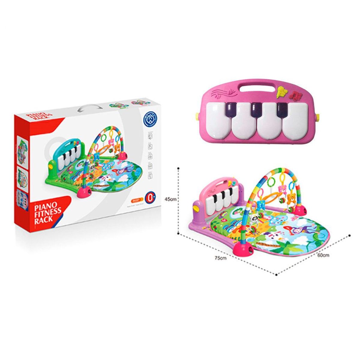 HUANGER - GIMNASIO PARA BEBE CON  PIANO   (LUZ + MÚSICA) ROSADO