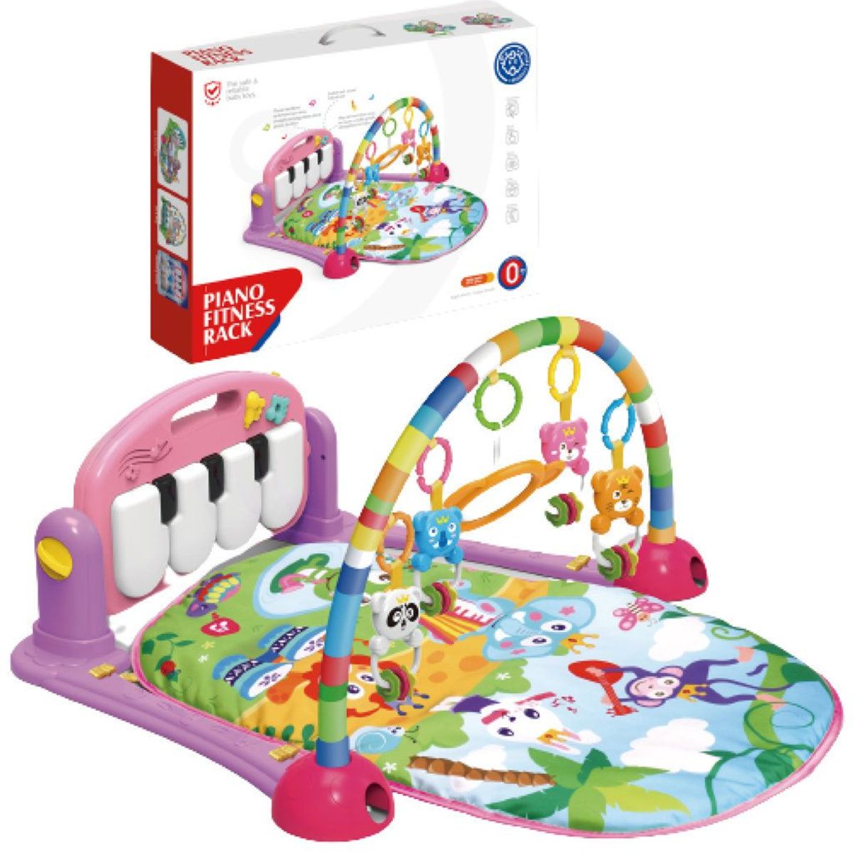 HUANGER - GIMNASIO PARA BEBE CON  PIANO   (LUZ + MÚSICA) ROSADO