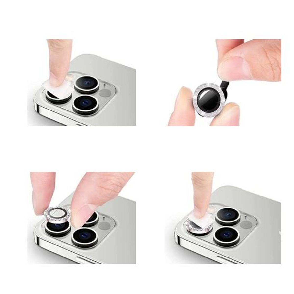 GENERICO - Protector de Cámara Metal Individual para iPhone 14 Plus- Silver