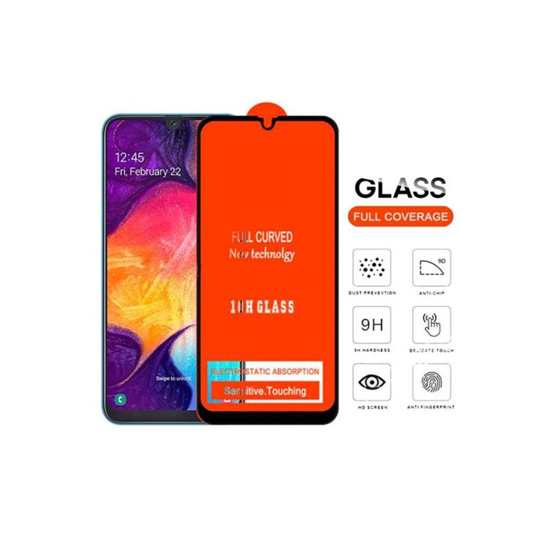 GENERICO - Mica Vidrio Templado 9H para Samsung  A20s Borde Negro