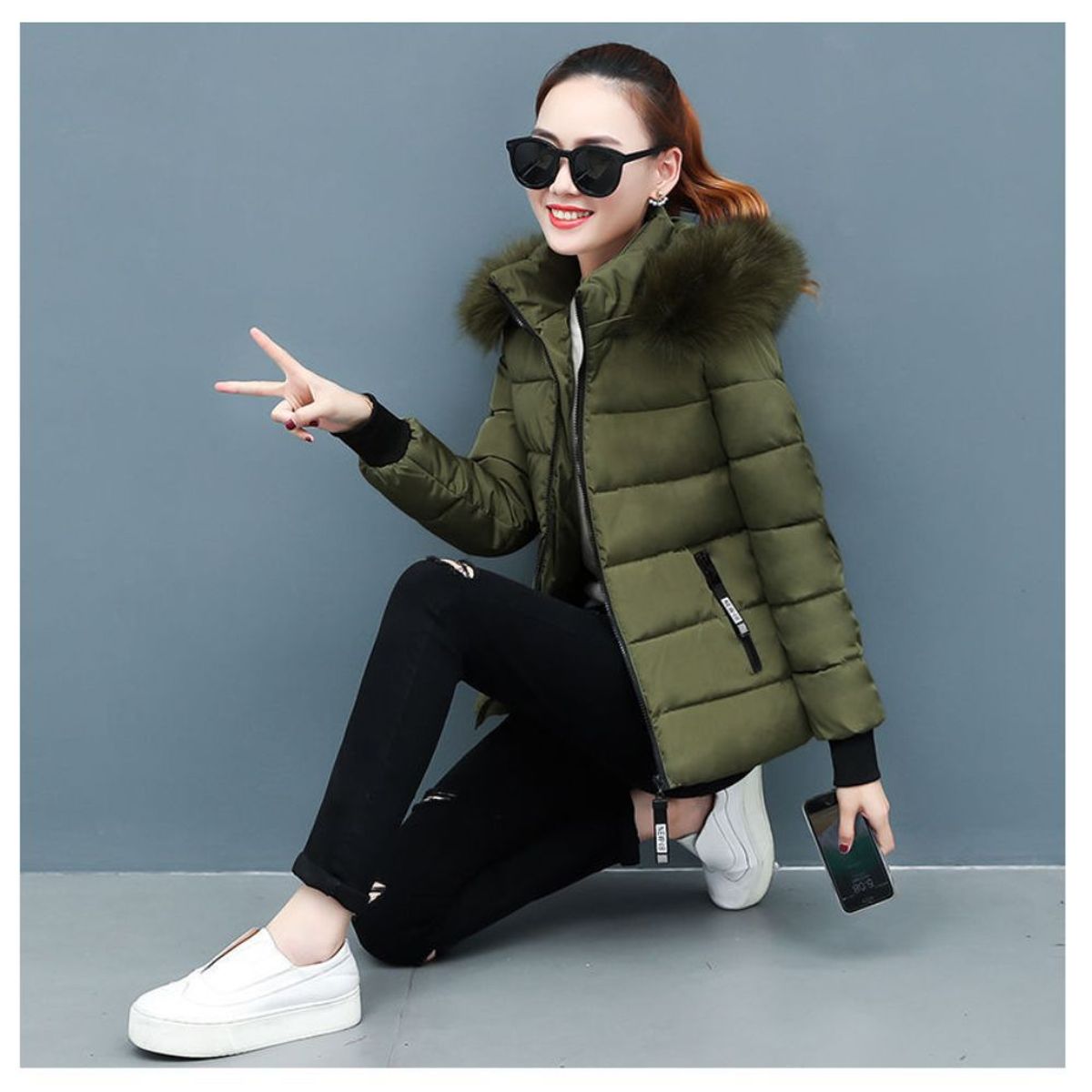 GENERICO - Casaca Abrigo Acolchada Mujer Con Capucha Moda Coreana tipo Puffer
