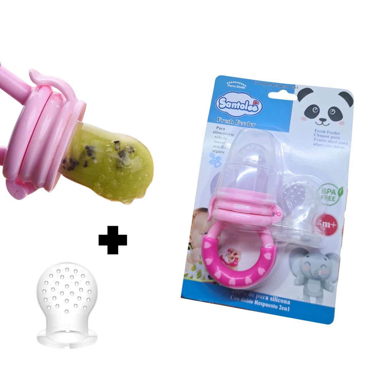 SANTOLEE - Chupón de frutas y repuesto Rosado