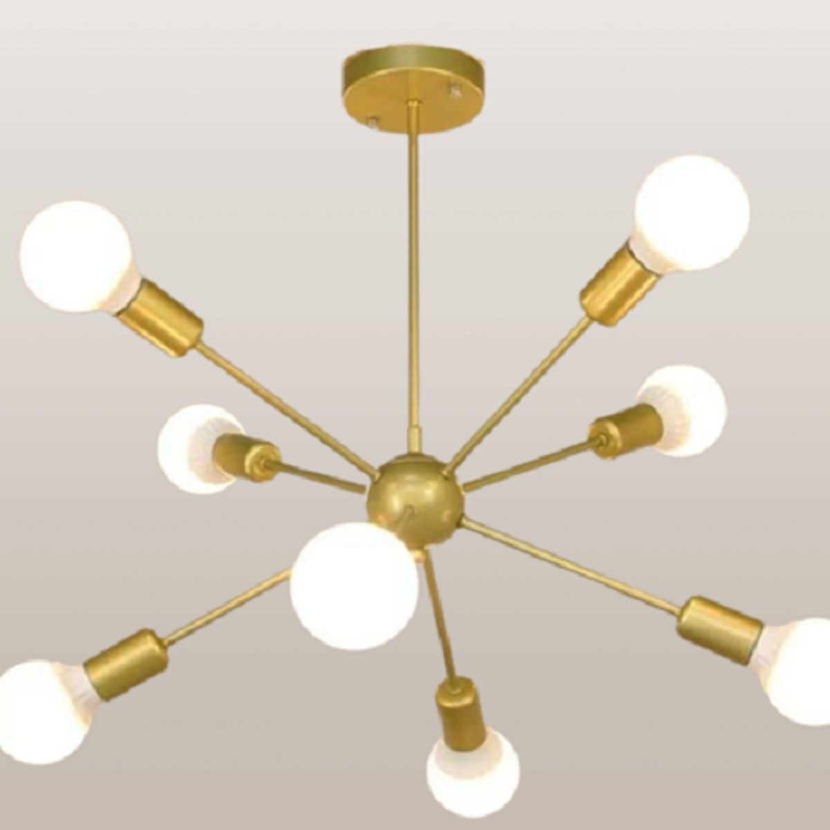 GENERICO - Lámpara colgante modelo átomo dorado- Incluye ocho bombillas.