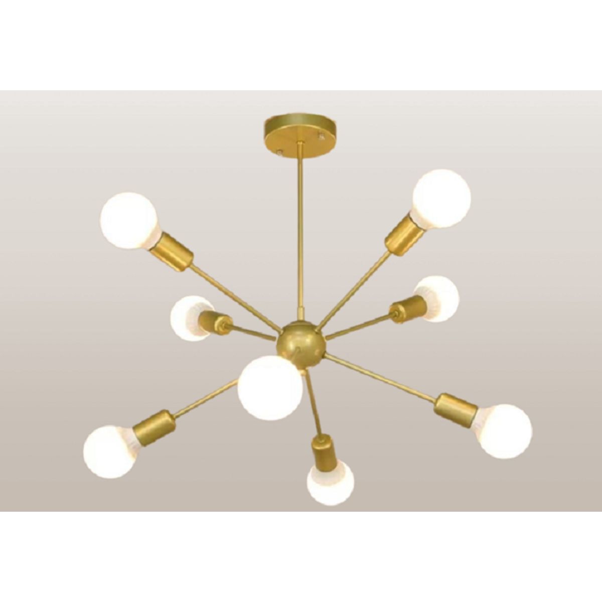GENERICO - Lámpara colgante modelo átomo dorado- Incluye ocho bombillas.