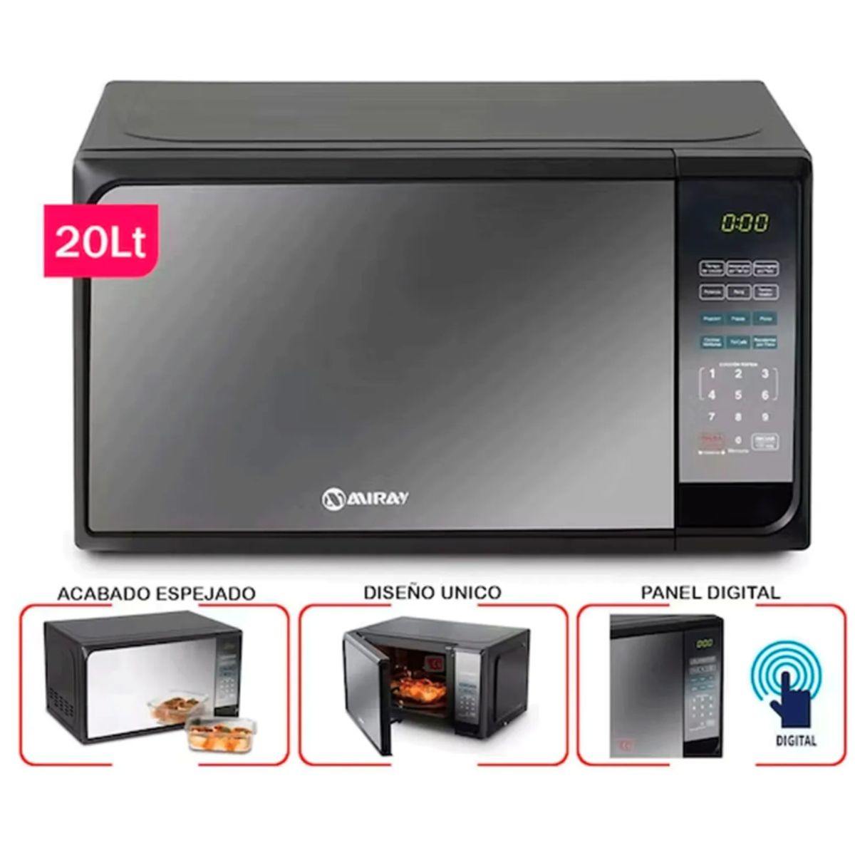 MIRAY - HORNO MICROONDAS 20L.  MIRAY  HMM- 20N