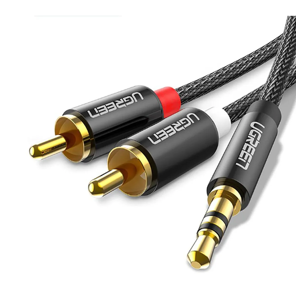 UGREEN - Cable PREMIUM 35mm TRS RCA Nylon HiFi 1m PC Tv