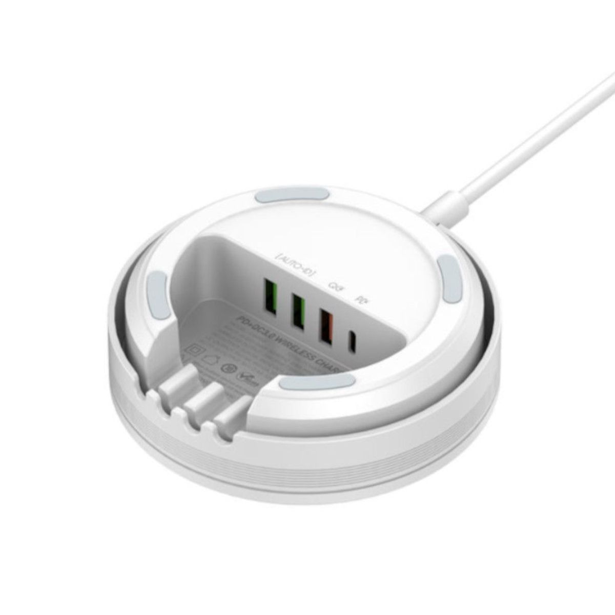 LDNIO - Cargador de Escritorio de 32W Carga Rápida AW003 Inalámbrica y 4 USB