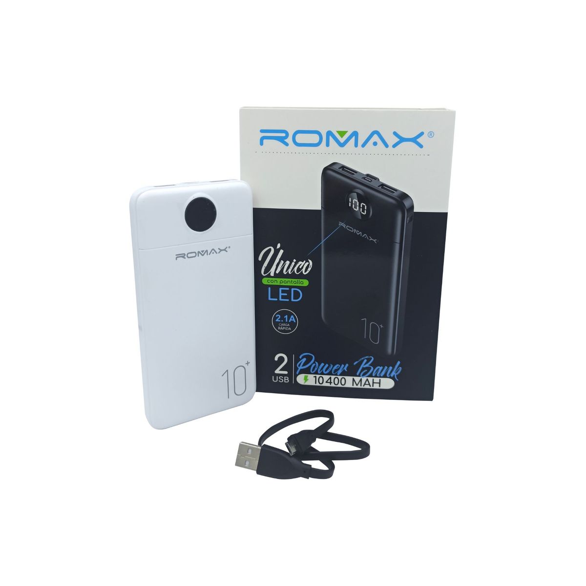ROMAX - Cargador Portatil ROMAX 10400 MAH Blanco