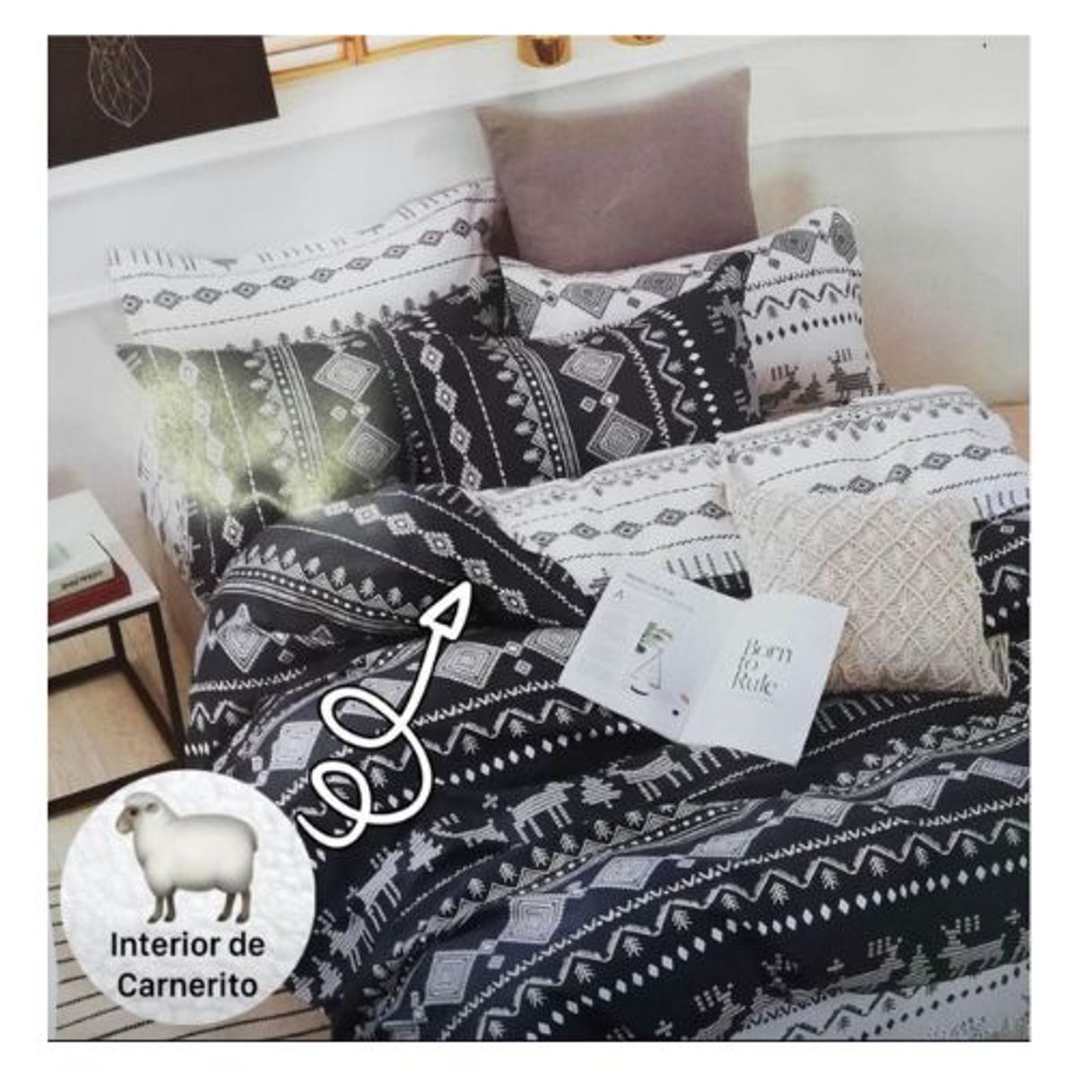 GENERICO - Edredón Acolchado de 5 Piezas 100% Algodón 2 Plazas