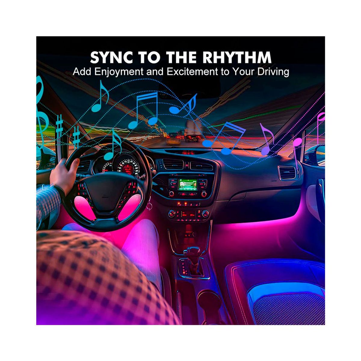 GENERICO - Luz De Salon Admosferico Rgb Musical Control Auto Camioneta