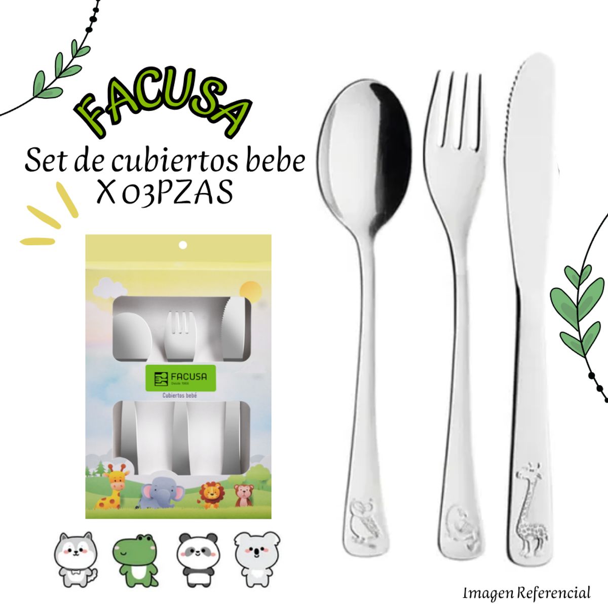 FACUSA - Set Cubiertos Bebe Facusa X3 Pzas