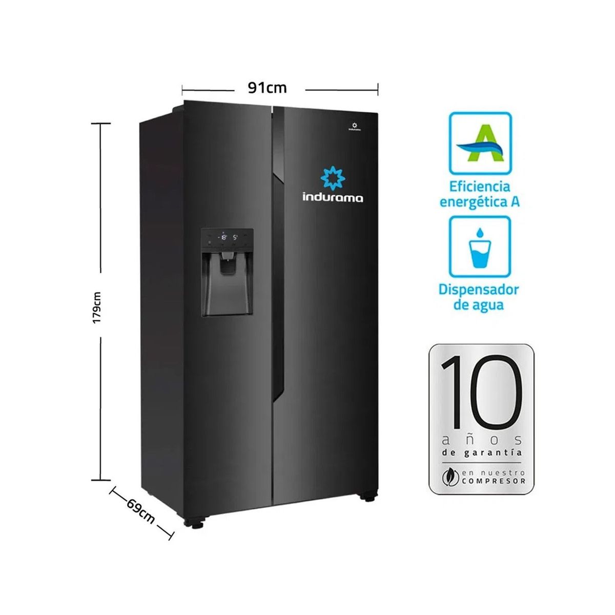 INDURAMA - Refrigerador Indurama Side by Side No Frost de 535L con Dispensador - RI-799DHN_.