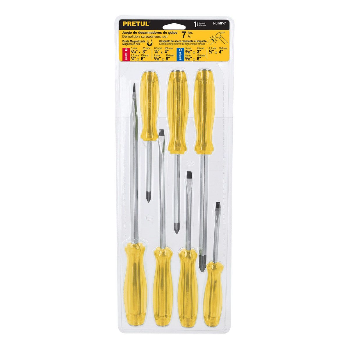 PRETUL - Juego de 7 desarmadores de impacto Pretul