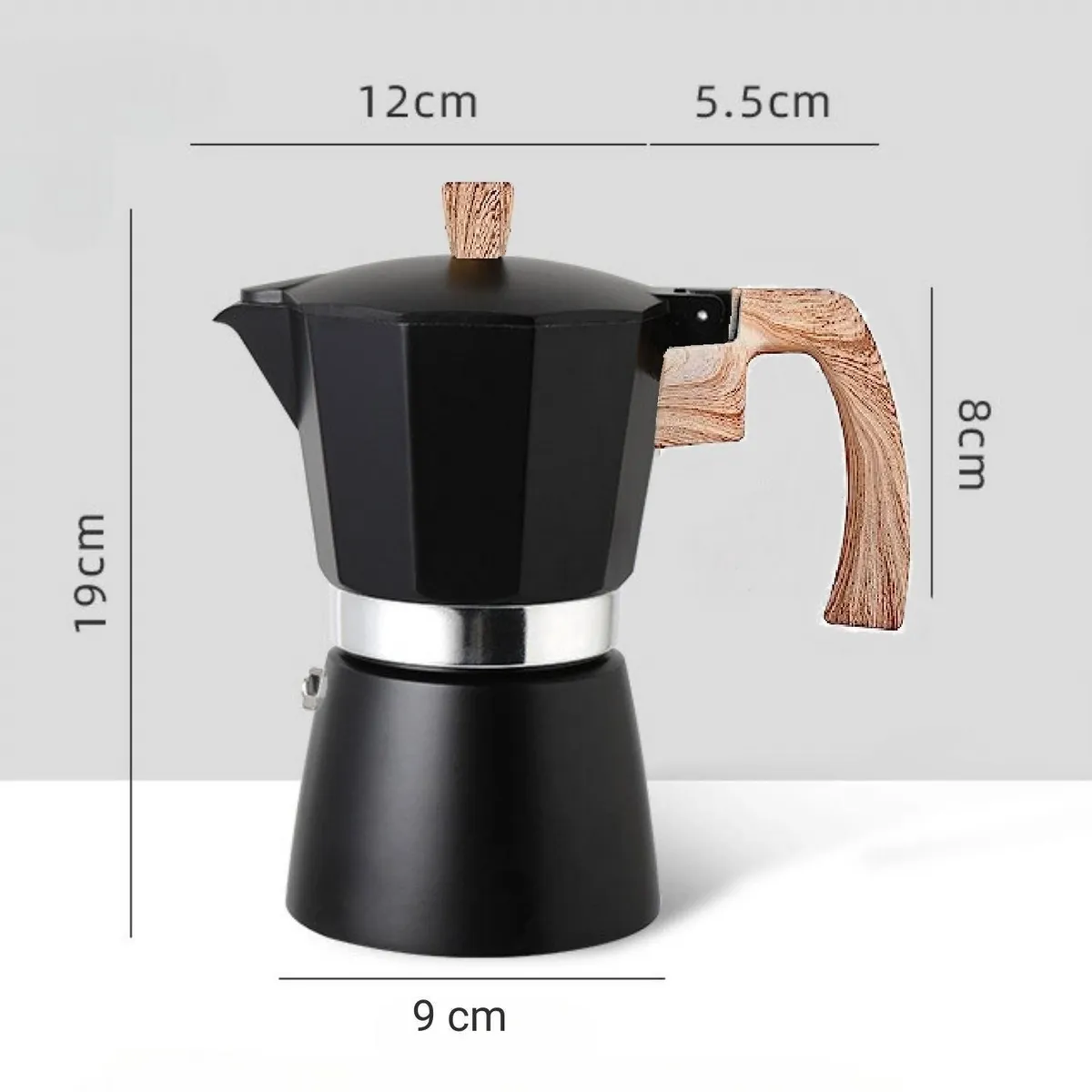 GENERICO - Cafetera italiana 6 tz Negro 270 ml