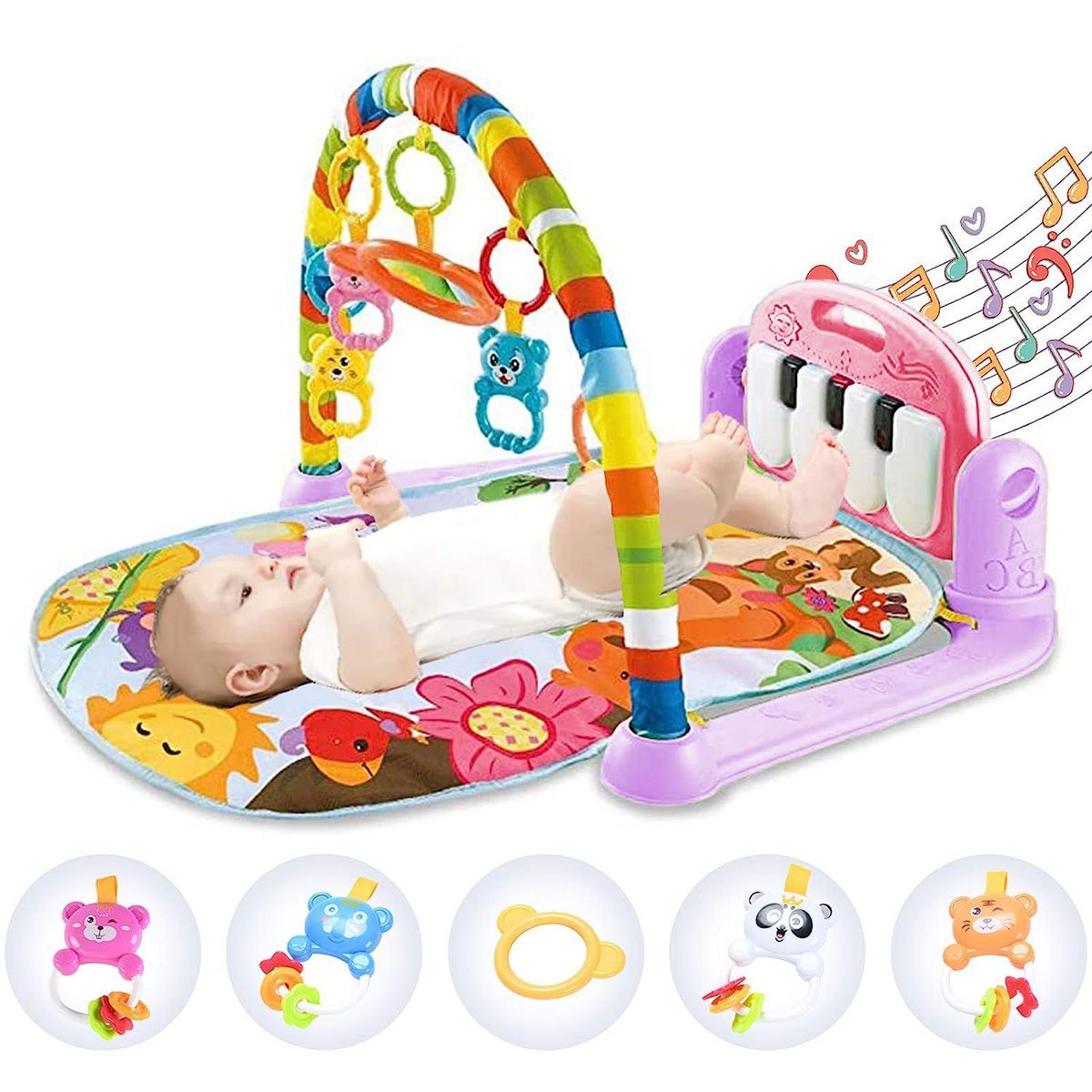 GENERICO - Gimnasio de Bebe con Piano Para Patear Rosado