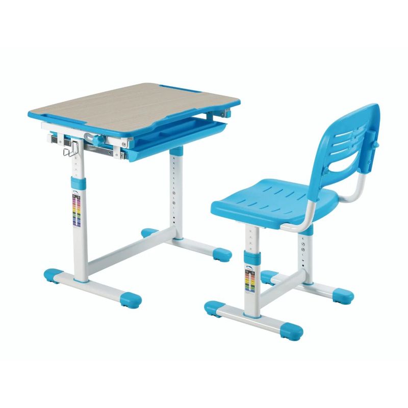GENERICO - ERGOKID Escritorio con Silla para Niño Mesa Estudio Ajustable - Azul