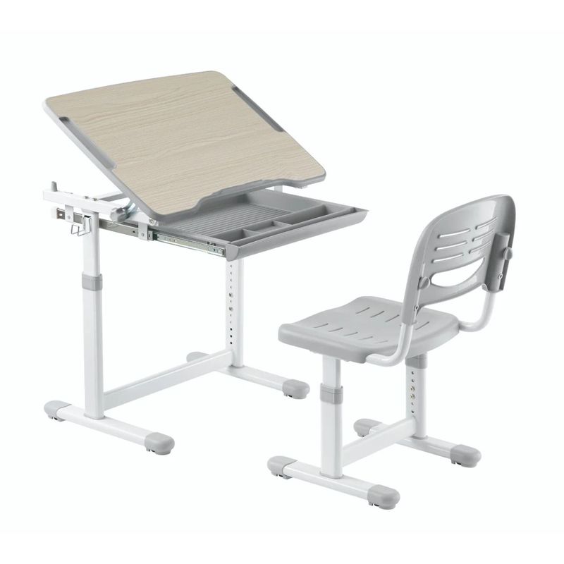 GENERICO - ERGOKID Escritorio Ergonómico con Silla para Niño Ajustable - Gris