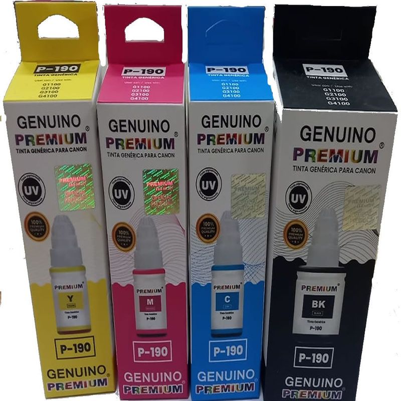 PREMIUM INK JET - Tinta Canon GI-190 Premium Black Cian Yellow Magenta