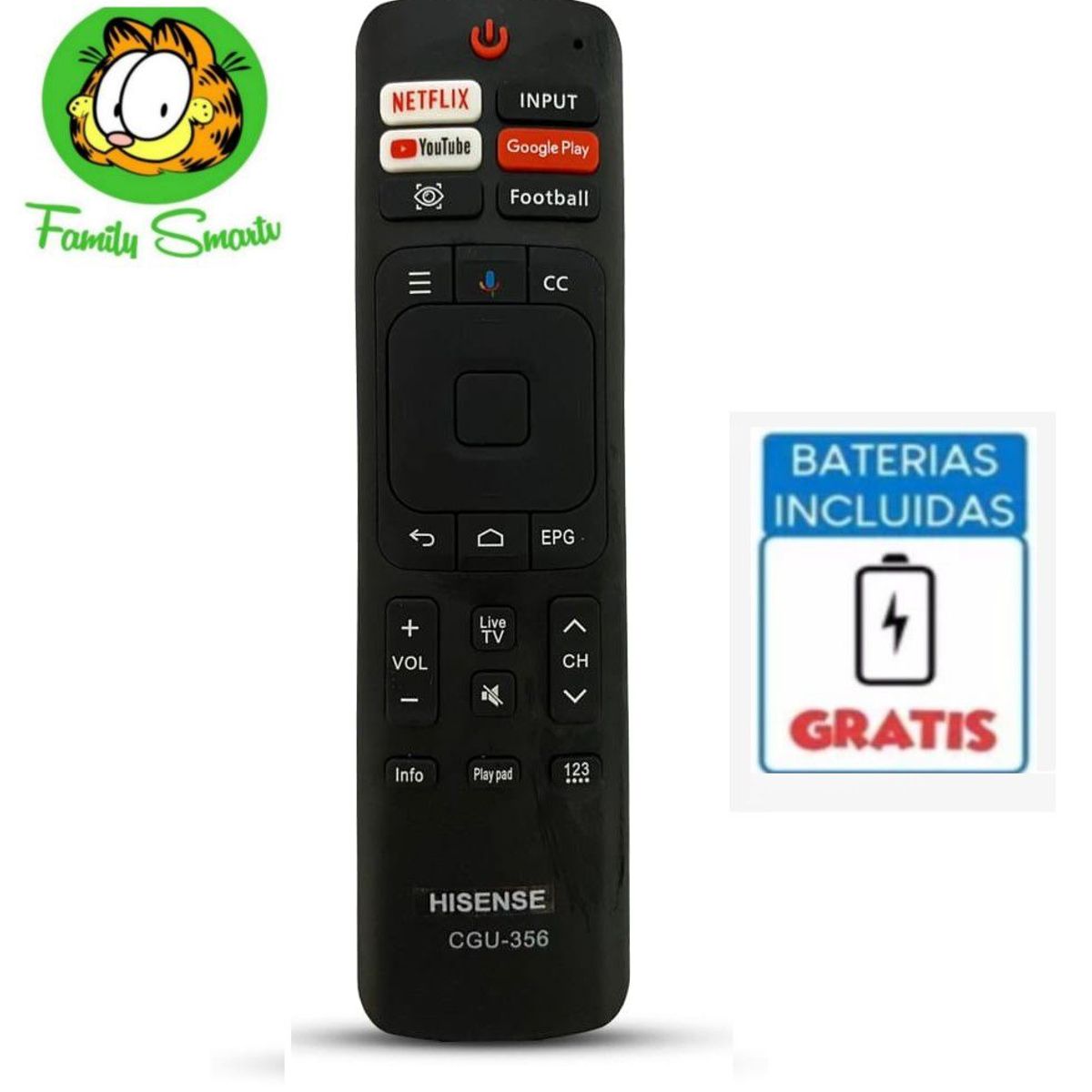 UNIVERSAL - Control Remoto Para Hisense Smart Versión nueva  Pilas