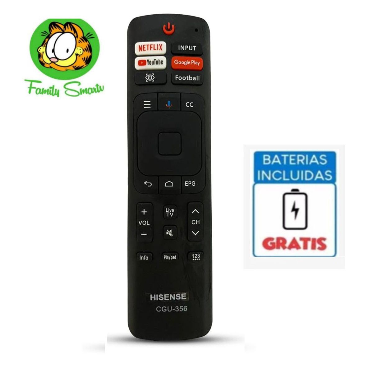 UNIVERSAL - Control Remoto Para Hisense Smart Versión nueva  Pilas