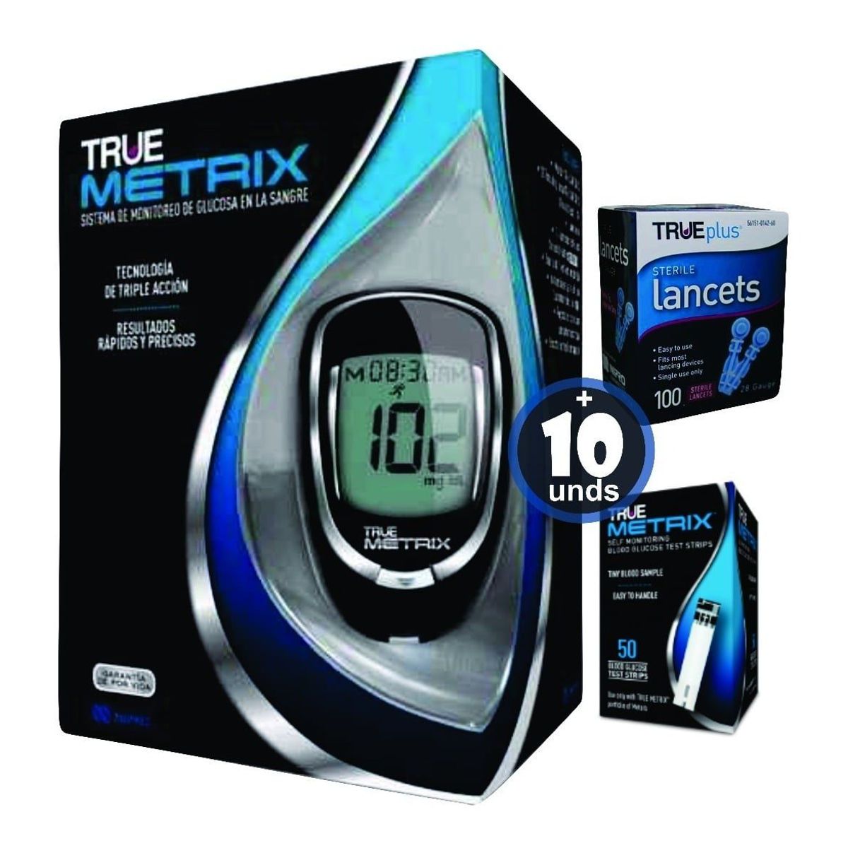 NIPRO - GLUCOMETRO TRUE METRIX MAS 10 TIRAS Y 10 LANCETAS
