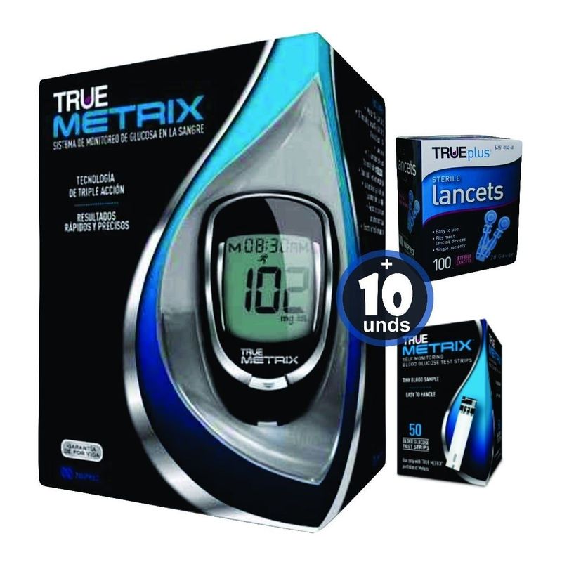 NIPRO - GLUCOMETRO TRUE METRIX MAS 10 TIRAS Y 10 LANCETAS