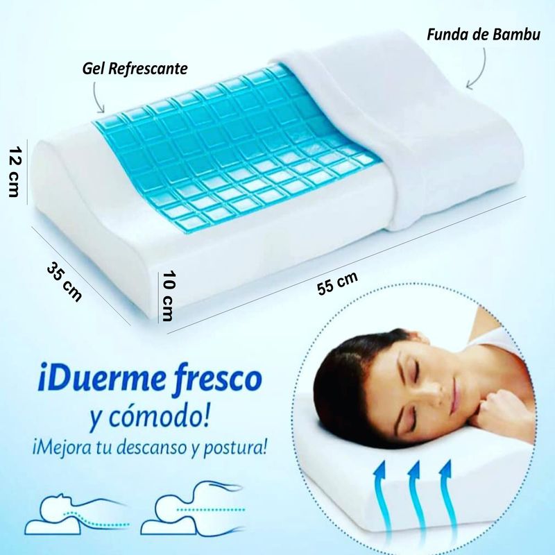 CASATEX - Almohada ortopédico con Gel - hipoalergénico 55cm x 35cm + 12 cm