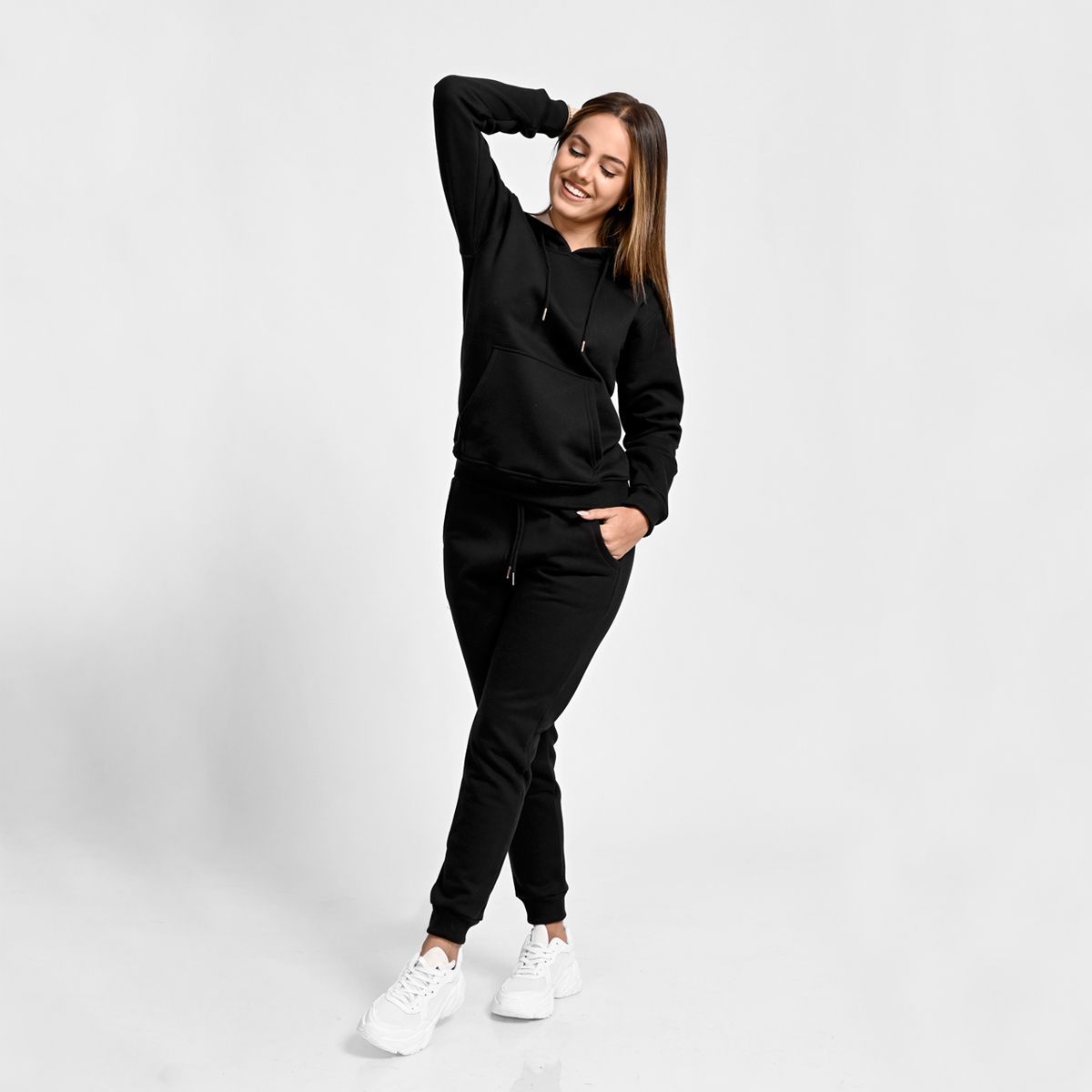 GENERICO - conjunto buzo polera y jogger para mujer negro Arcoi