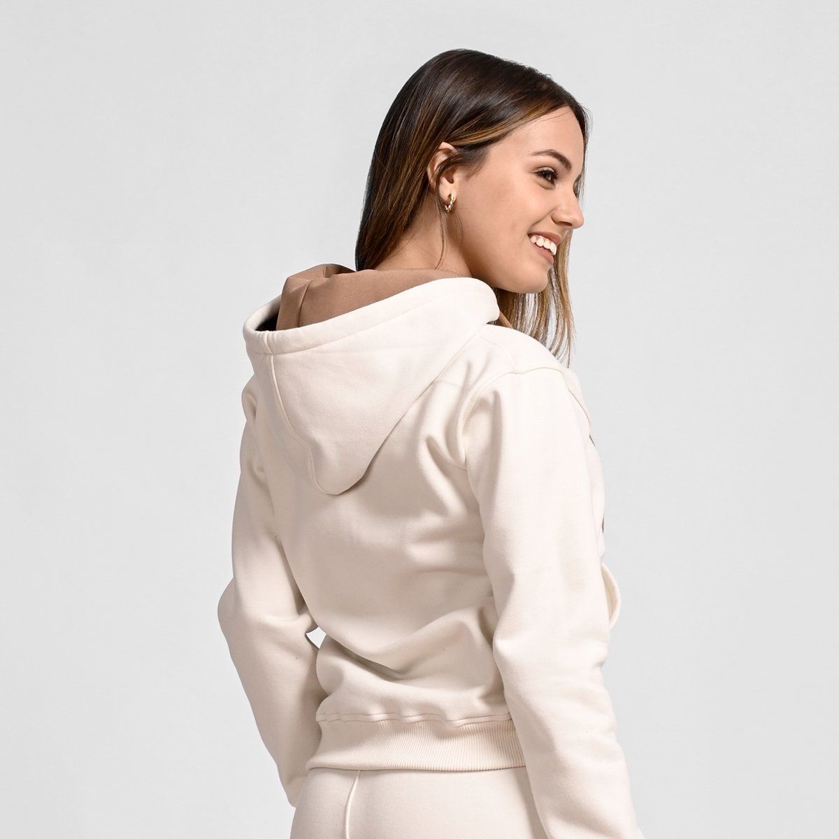 GENERICO - conjunto buzo polera y jogger para mujer crema Arcoi