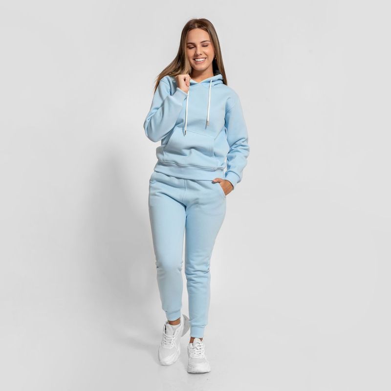GENERICO - conjunto buzo afranelado polera y jogger celeste para mujer Arcoi