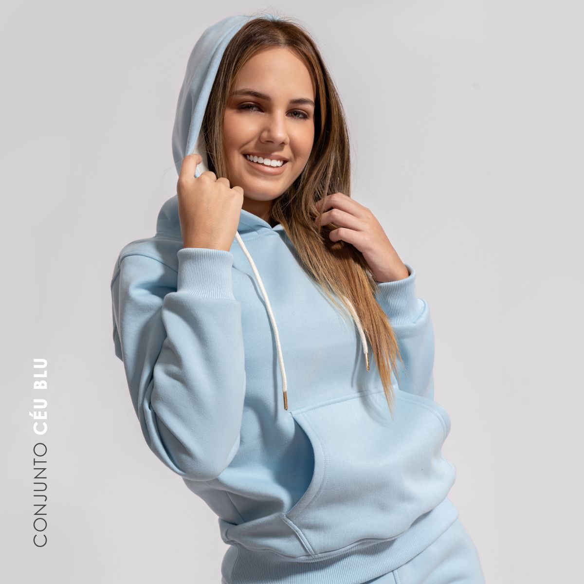 GENERICO - conjunto buzo afranelado polera y jogger celeste para mujer Arcoi