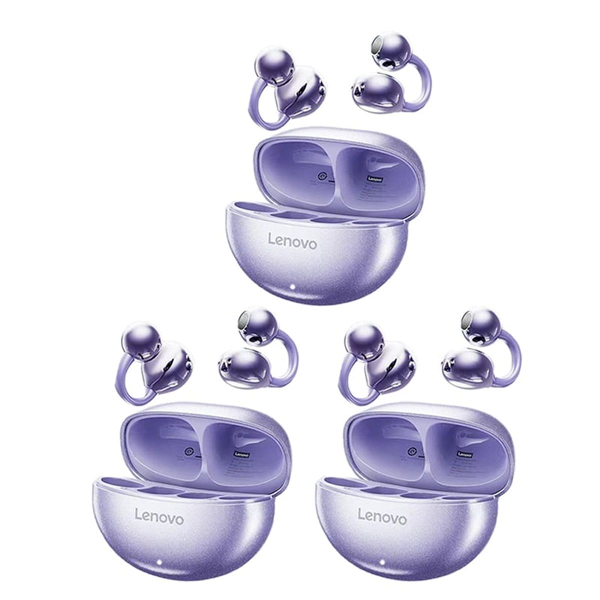 LENOVO - Set 3 Audífonos Lenovo TA140  Tws Auriculares Bluetooth 5.4-Morado