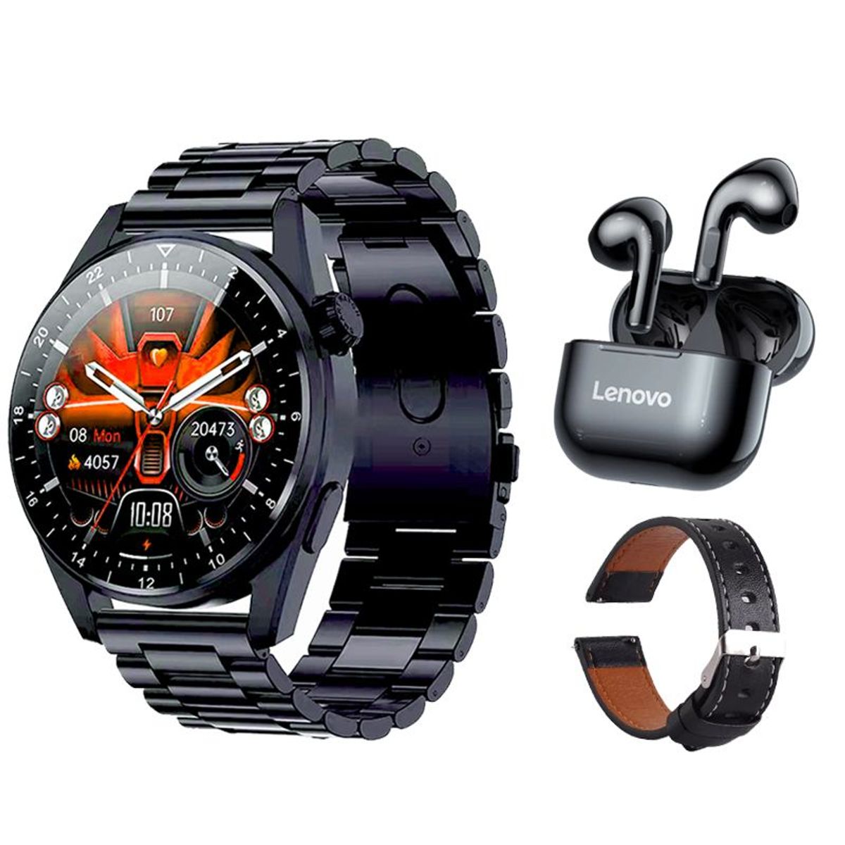 LENOVO - Lenovo LP40 De Audífonos-Negro y Toumi GT-A-B Reloj inteligente