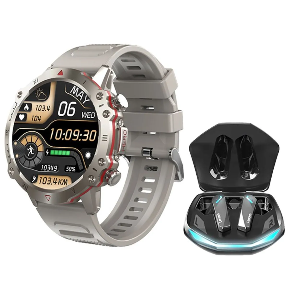 LENOVO - Lenovo GM2 Pro De Audífonos tws-Negro y Toumi Watch GT-D-Oro