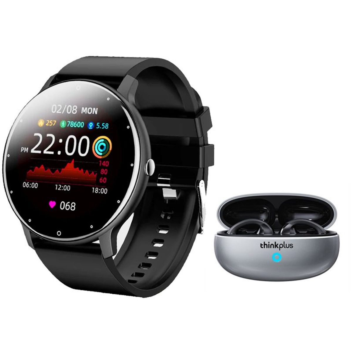 LENOVO - Lenovo XT83II De auriculares y Toumi Watch Fit 2-Negro