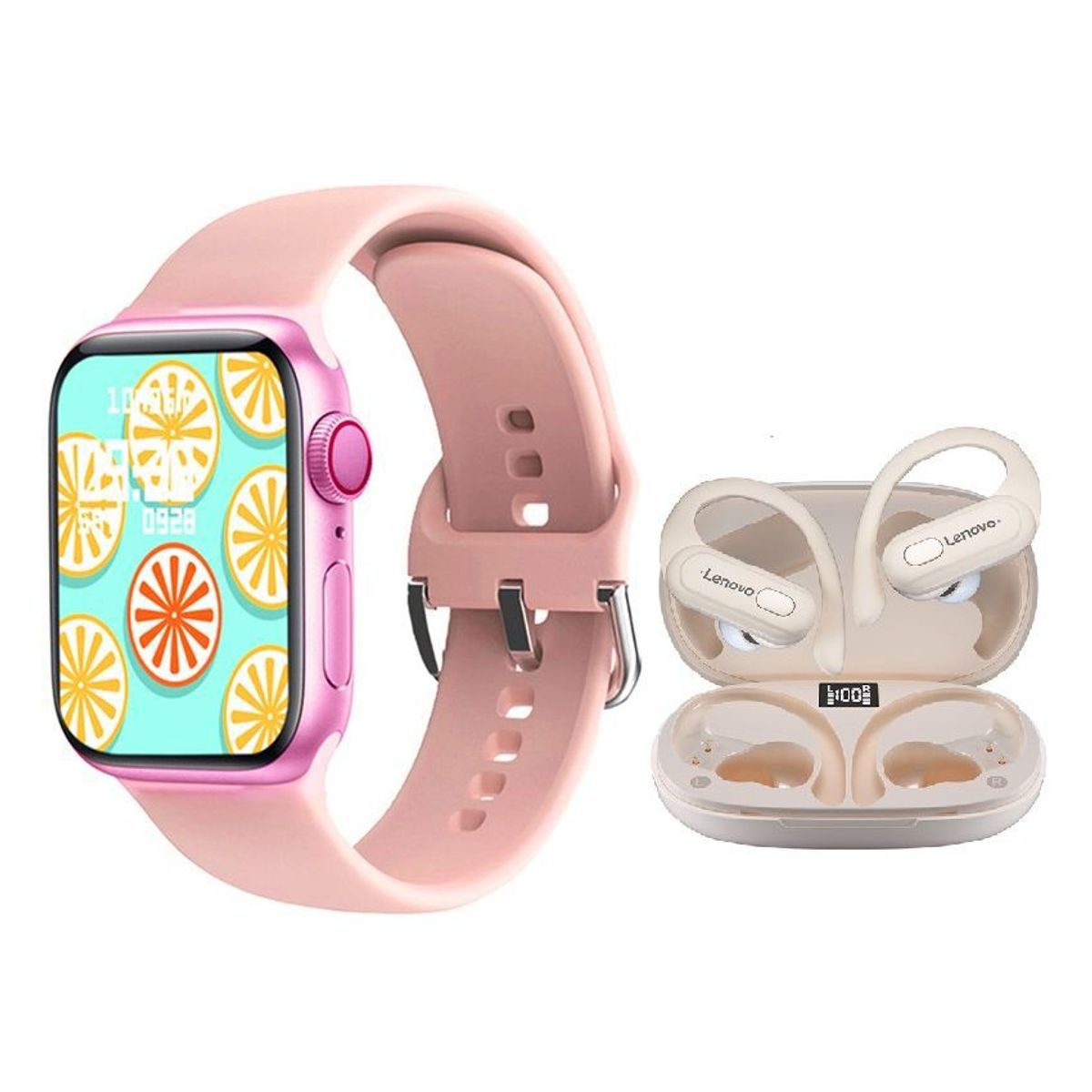 LENOVO - Lenovo XT60 De Audífonos tws-Blanco y Toumi Watch 2 Max-Rosa