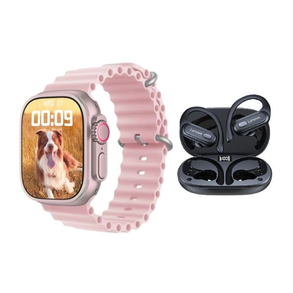 LENOVO - Lenovo XT60 De Audífonos tws-Negro y Toumi Watch S8-Rosa