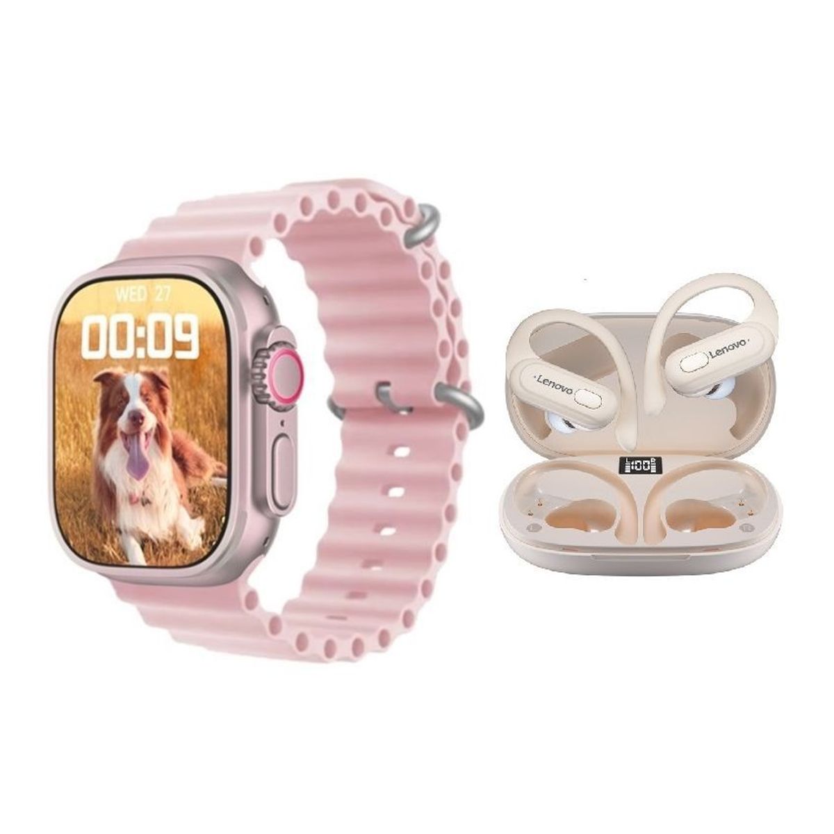 LENOVO - Lenovo XT60 De Audífonos tws-Blanco y Toumi Watch S8-Rosa