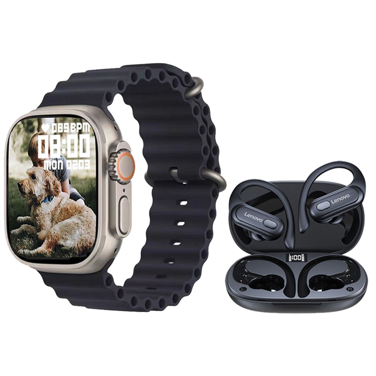 LENOVO - Lenovo XT60 De Audífonos tws-Negro y Toumi Watch S8-Negro