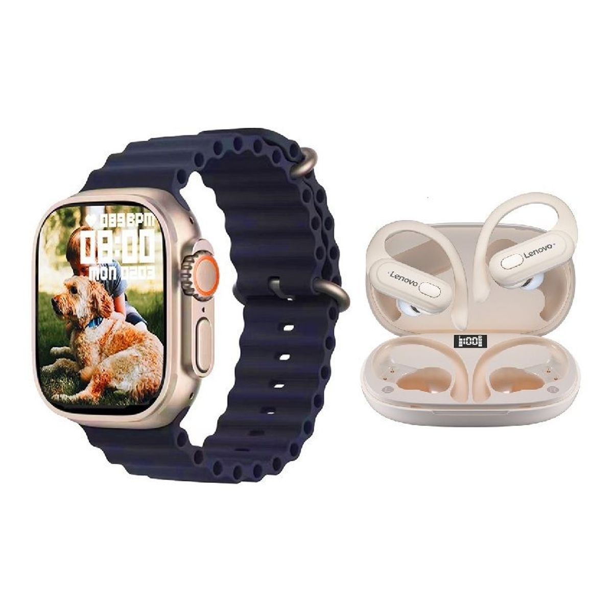 LENOVO - Lenovo XT60 De Audífonos tws-Blanco y Toumi Watch S8-Negro