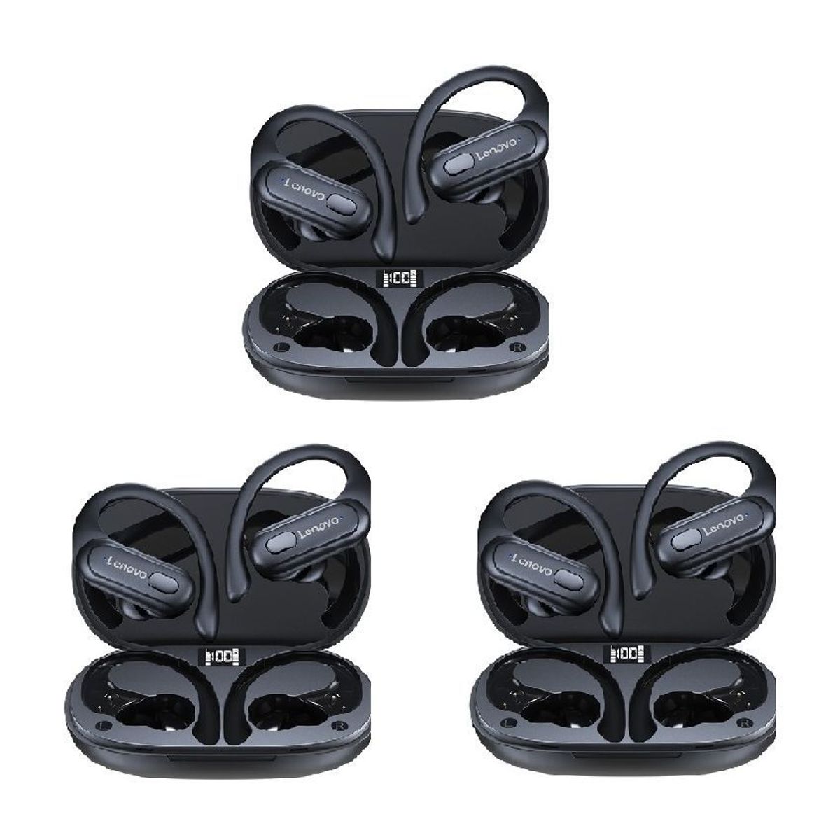 LENOVO - 3PCS Audífonos Lenovo XT60 De  Tws Audífonos Bluetooth 5.3-Negro