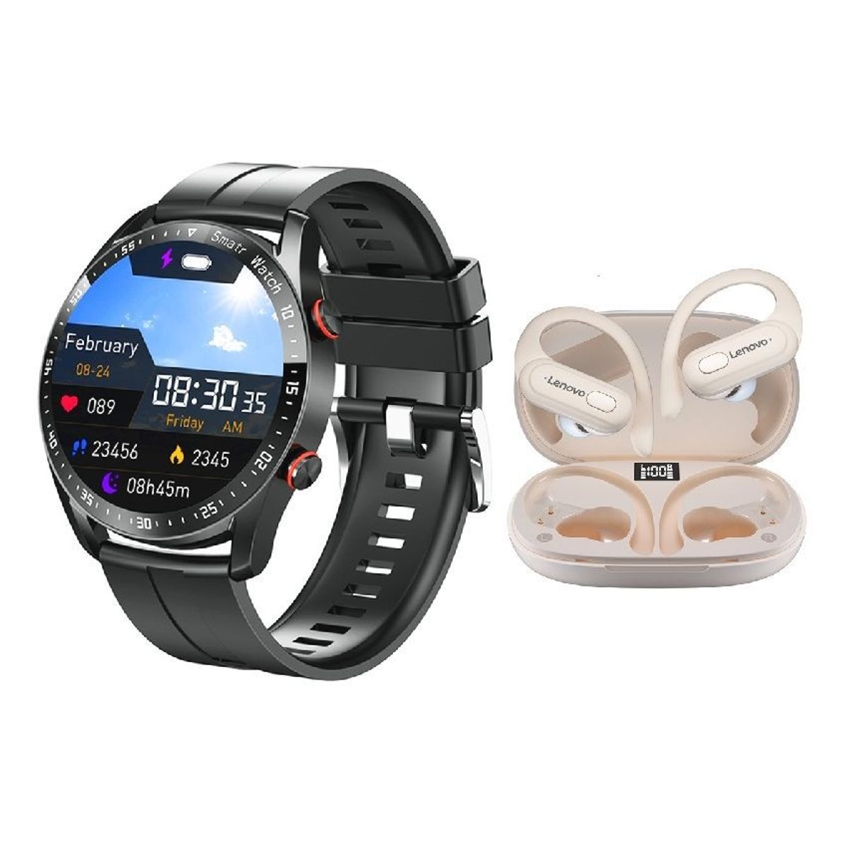 LENOVO - Lenovo XT60 De Audífonos tws-Blanco y Toumi Watch GT-X-Negro