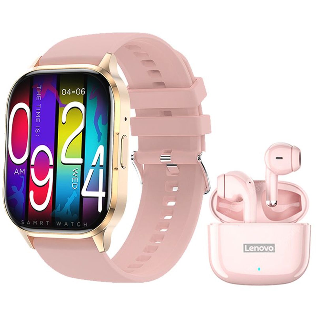 LENOVO - Toumi GT-W reloj inteligente y Audífonos Lenovo LP40 Pro-ROSA