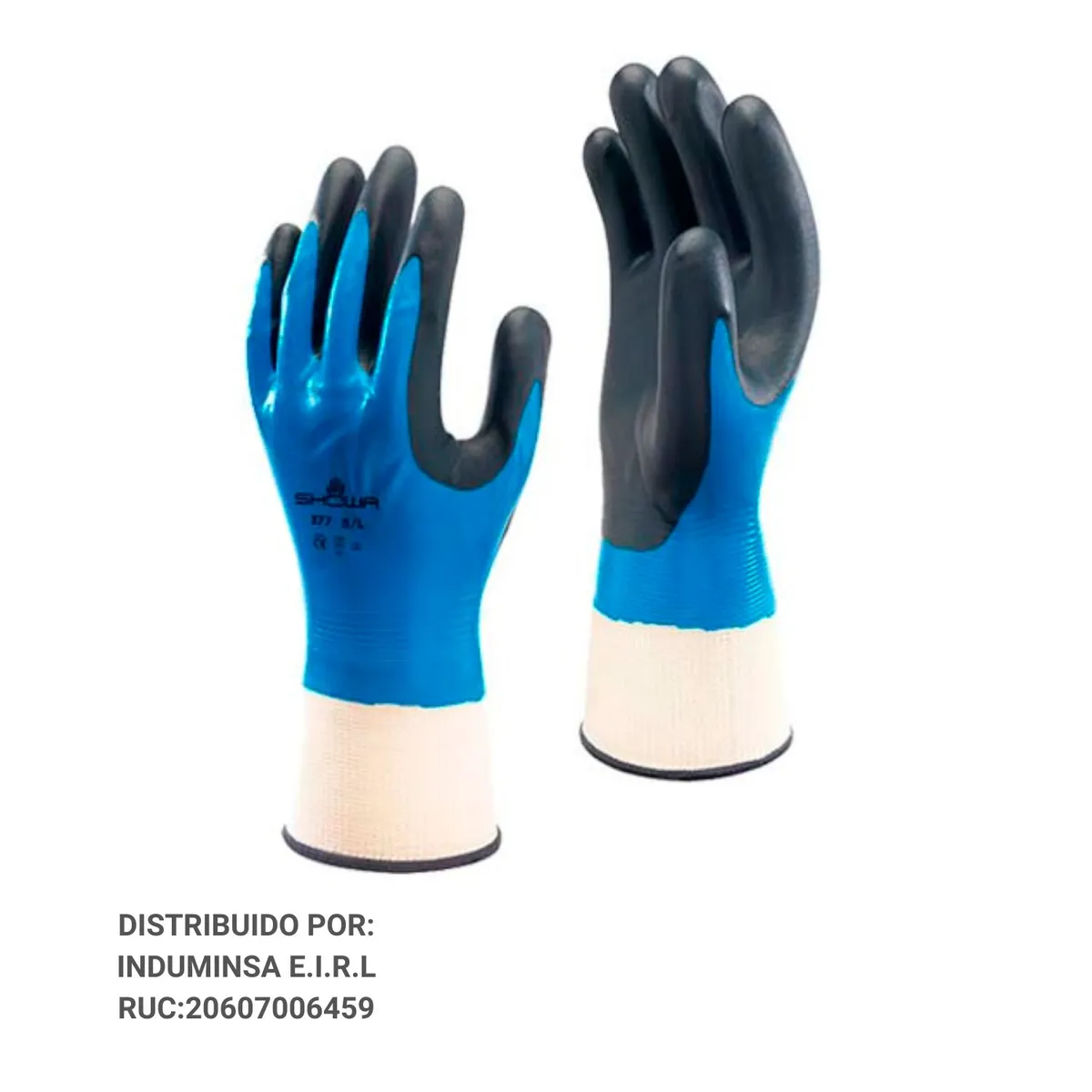 GENERICO - Guante Showa 377 Con Recubrimiento de Nitrilo Talla L (Pack x6 Pares)