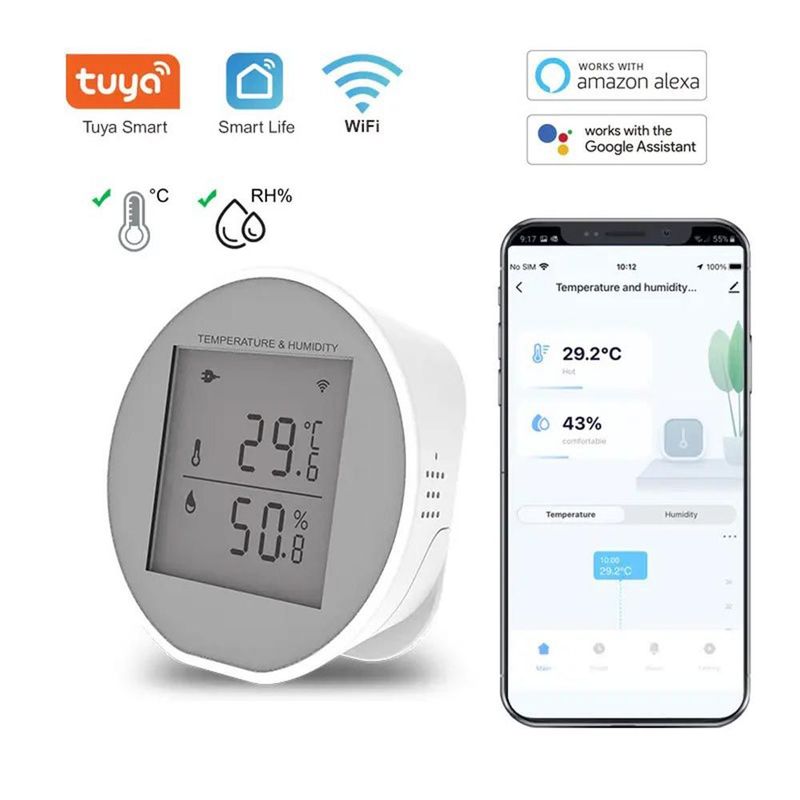 GENERICO - Sensor de Temperatura y Humedad WiFi con Pantalla y Alarma PST-WSD400H
